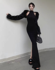 Black Bodycon Long Dress