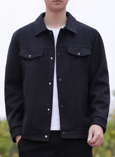 Black Casual Button Down Collared Jacket
