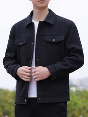 Black Casual Button Down Collared Jacket