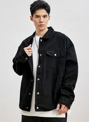 Black Casual Buttoned Jacket