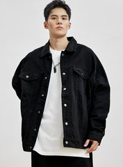 Black Casual Buttoned Jacket