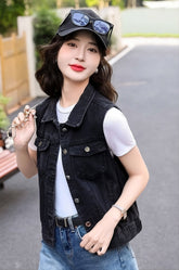 Black Classic Denim Vest