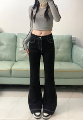 Black Classic Flare Stitch Jeans| Wonyoung
