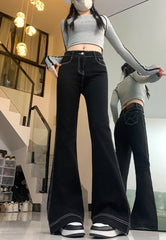 Black Classic Flare Stitch Jeans| Wonyoung
