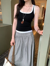 Black Contrasting Outlines Tank Top