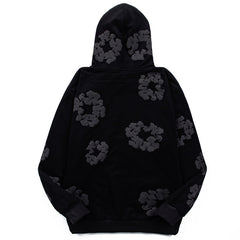Black Cotton Wreath Hoodie