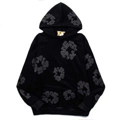 Black Cotton Wreath Hoodie