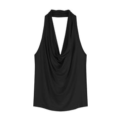 Black Cowl Halter Top