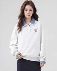 Black Crewneck Cartoon Print Pullover Sweatshirt
