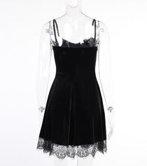 Black Cross Velvet Dress