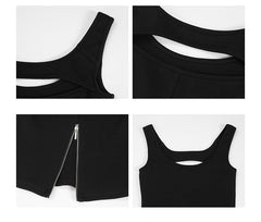 Black Cut-Out Zipper Tank Top