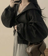 Black Denim Hooded Jacket