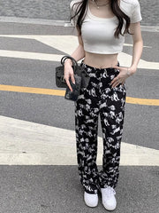 Black Dog Pattern Mopping Pants