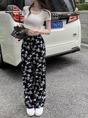 Black Dog Pattern Mopping Pants