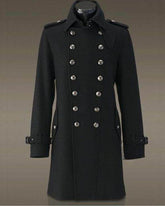 Black Double-Breasted Long Coat