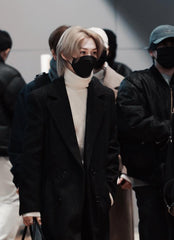 Black Double-Breasted Woolen Long Coat