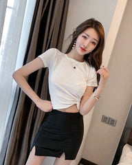 Black Double Slit Skirt