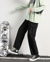 Black Drawstring Hip-Hop Pants