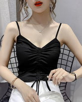 Black Drawstring Sling Crop Top