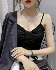 Black Drawstring Sling Crop Top