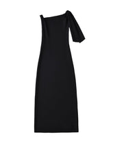 Black Drop Shoulder Asymmetrical Dress