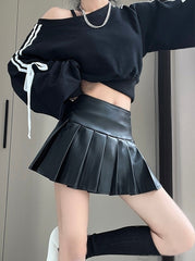 Black Edgy Faux Leather Skirt