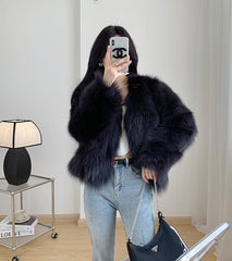 Black Faux Fur Winter Jacket