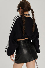 Black Faux Leather A-Line Mini Skirt