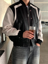 Black Faux Leather Spliced Jacket