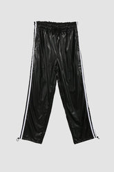 Black Faux Leather Track Pants