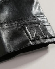 Black Faux Leather Zipper Biker Vest