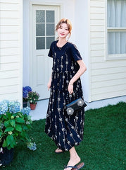 Black Floral Layered T-Shirt Dress