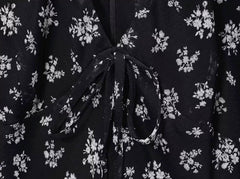 Black Floral Mesh Long Sleeves Dress