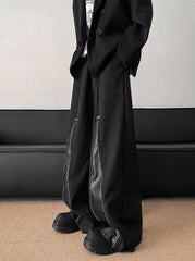 Black Front-Zip Wide Leg Pants