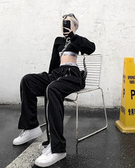 Black Full Front Zipper Pants