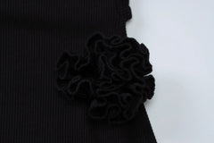 Black Halter Flower Bodycon Dress