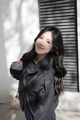 Black High Neck Buttoned Coat