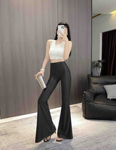 Black High-Rise Fitted Flare Pants