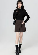 Black Knit Turtleneck Slim Fit Sweater Top