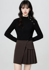 Black Knit Turtleneck Slim Fit Sweater Top