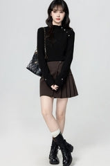 Black Knit Turtleneck Slim Fit Sweater Top