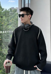 Black Lined Shoulders Sweater