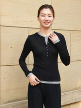 Black Long Sleeve Henley Top