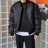 Black Loose Bomber Jacket