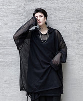 Black Mesh Hoodie