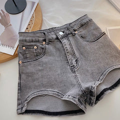Black Micro Denim Shorts