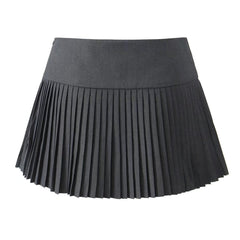 Black Micro Pleats Double Bow Skirt