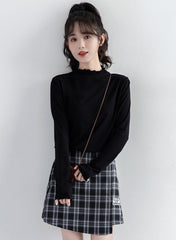 Black Mock Neck Long Sleeve Base Layer Top