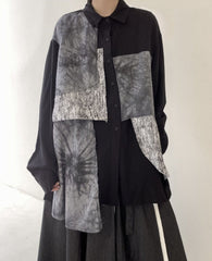Black Multi-Pattern Patchwork Shirt