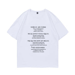 Black Multilingual Letter Print T-Shirt